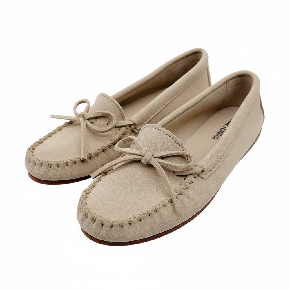Minnetonka Moccasin Women 8.5 Beige Kilty Plus Loafer 383T Suede Slip On Flat